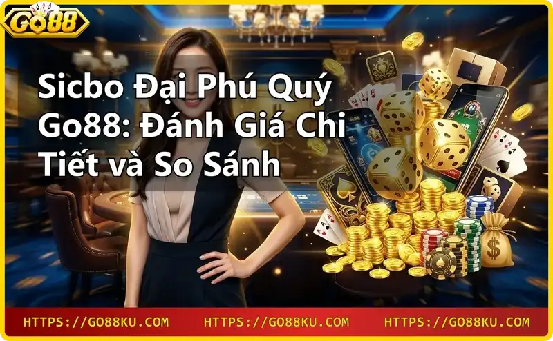 Ba viên xúc xắc sicbo đại phú quý nổi bật trên bàn casino với hiệu ứng ánh sáng neon