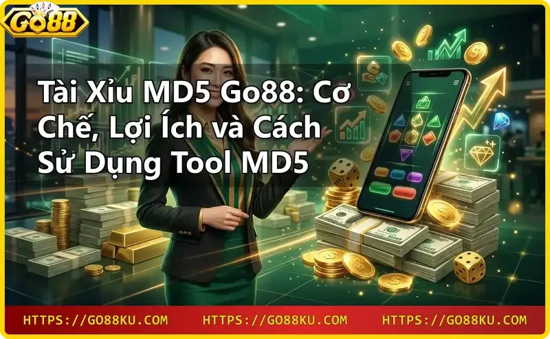Màn hình điện thoại hiển thị giao diện tài xỉu MD5 với mã hash và biểu tượng bảo mật